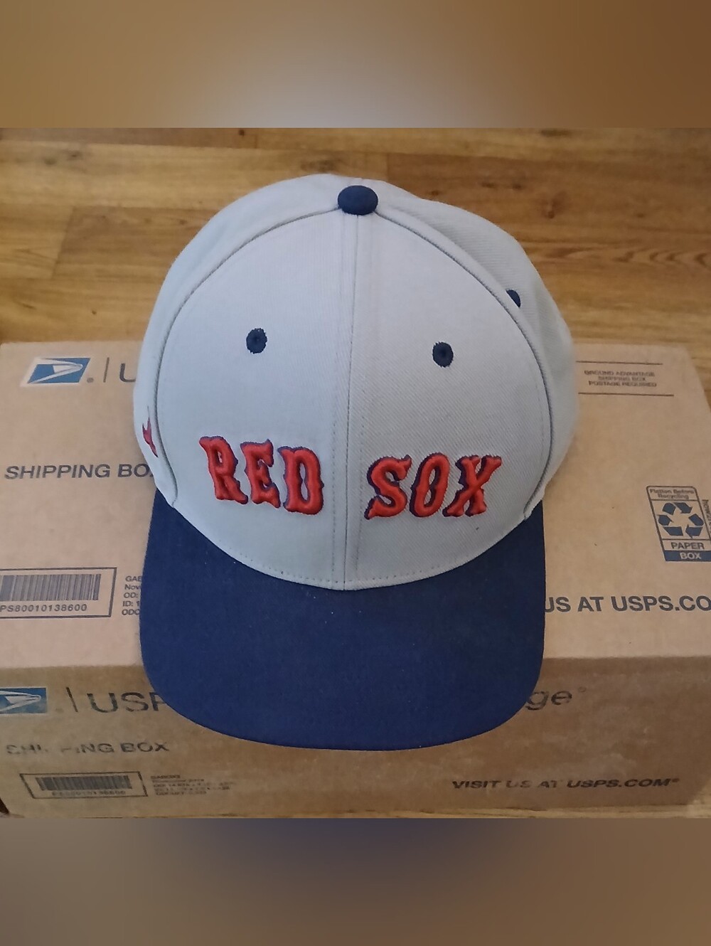 Fanatics Gray and Navy Red Sox Hat with Red Embroidery
